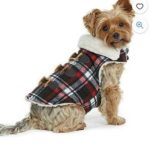 Dog Coat Fleece Bee & Willow Dog Plaid Melton Sherpa Lined Dog red black plaid M